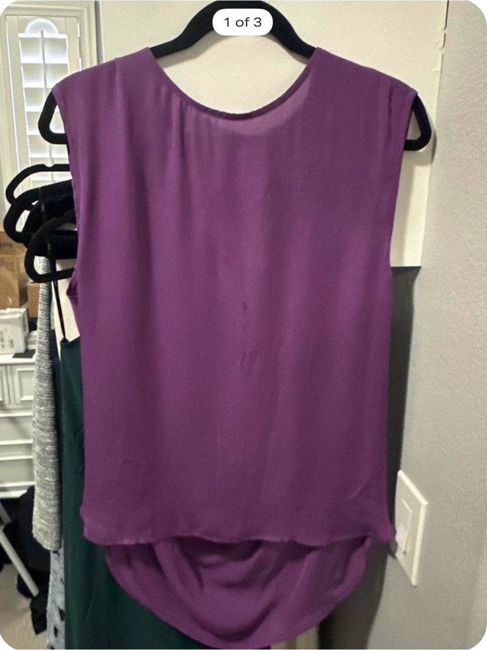 Haute Hippie Sleeveless Purple Draped High-Low Shell